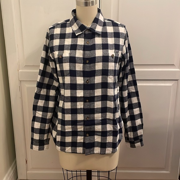 Hanna Andersson Navy Blue & White Buffalo Check Brushed Flannel In 100% Cotton - Picture 1 of 10